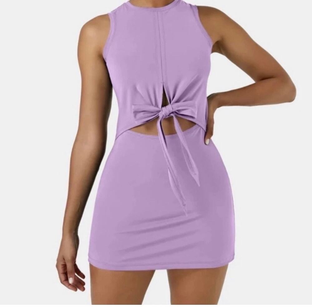 Halara Lavender Twist Front Cutout Mini Tennis Dress Activewear Womens Size XXS